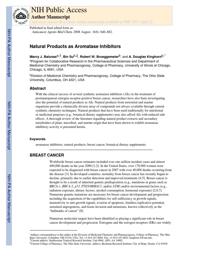 Natural Aromatase Inhibitors | PDF | Estrogen | Biochemistry