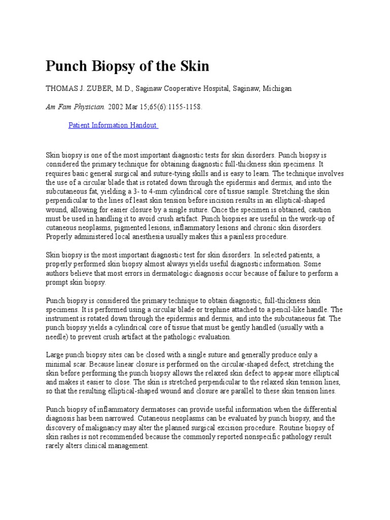 Punch Biopsy of the Skin Biopsy Clinical Medicine Free 30day