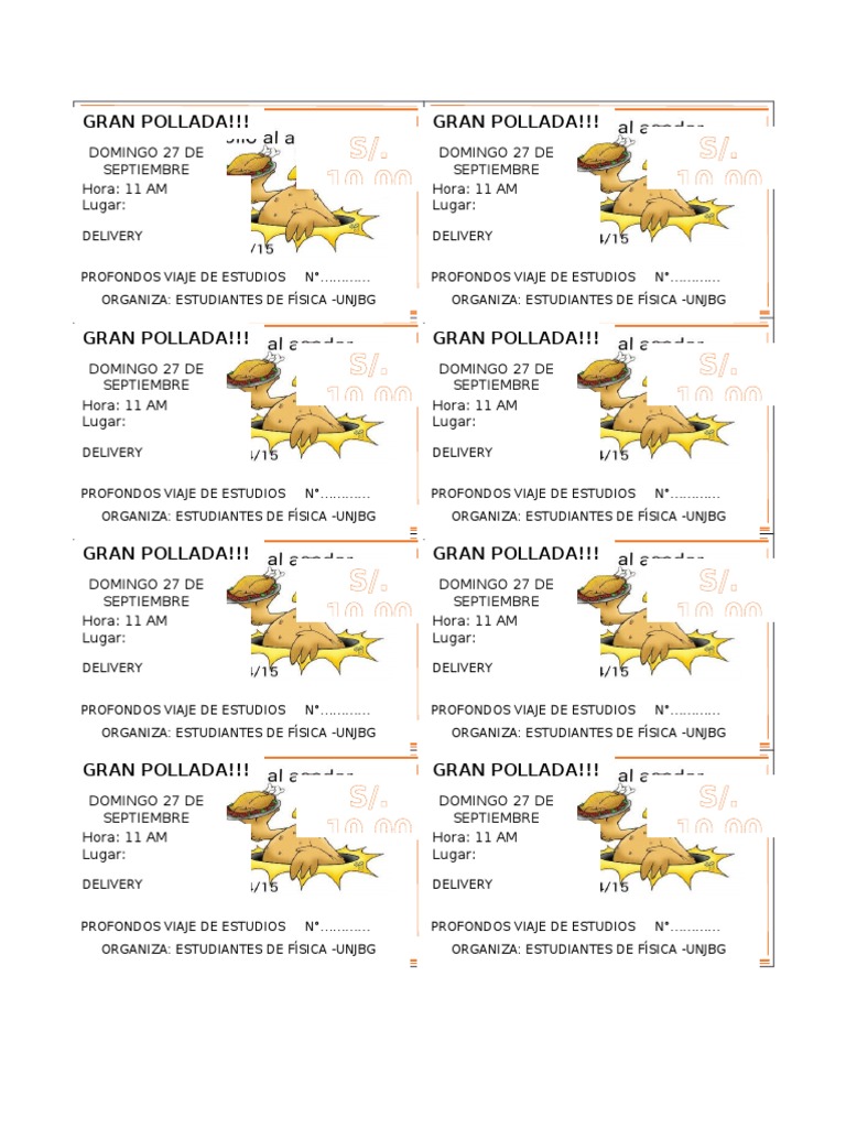 tickets de pollada