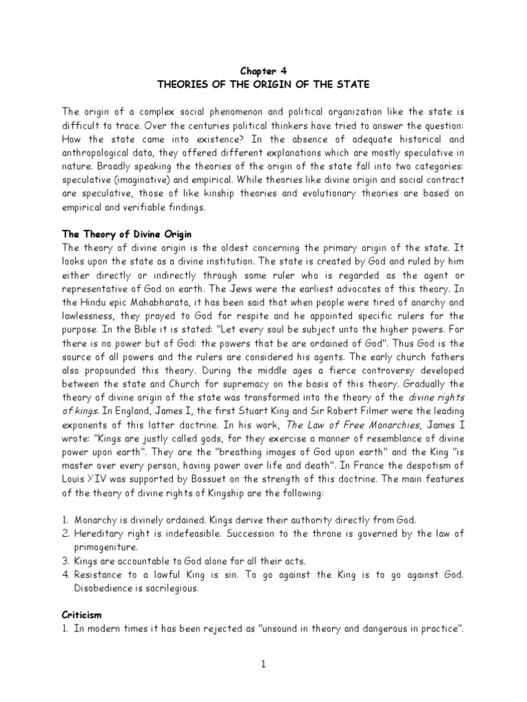 Theories of State Origin Explained | PDF | Family | Social Contract