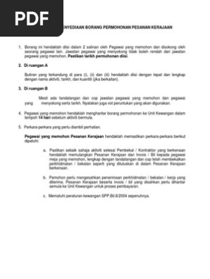 Penyediaan Borang Permohonan Pesanan Kerajaan Pdf