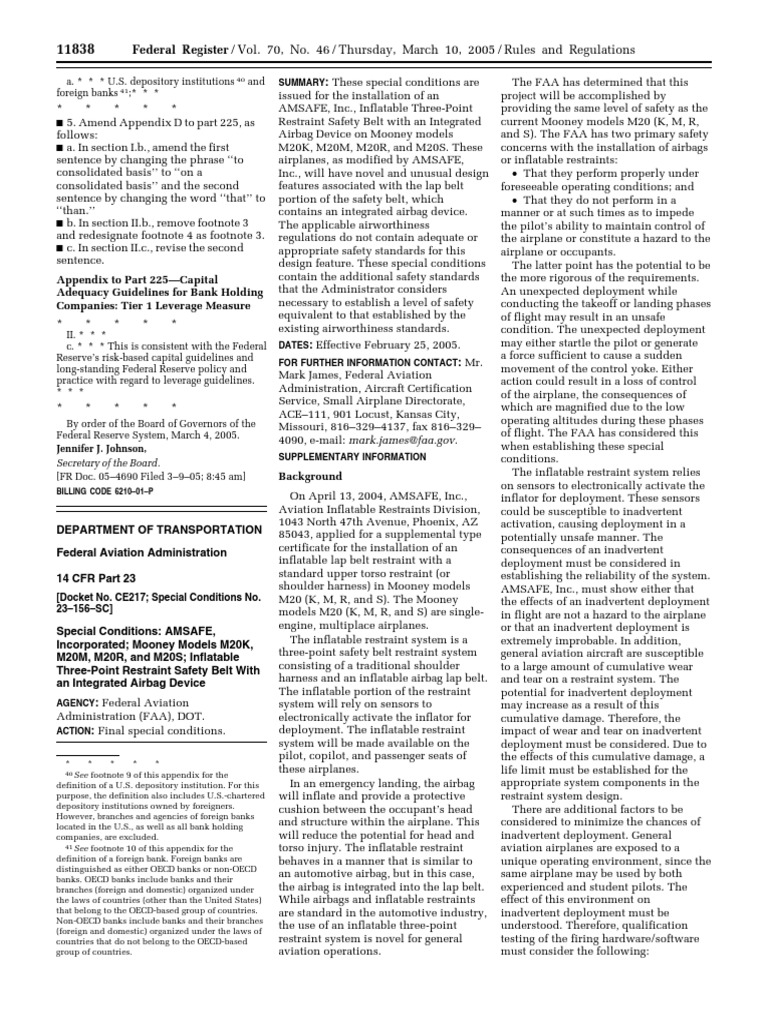 Rule: Airworthiness Directives: AMSAFE, Inc., Mooney Models M20K, M20M ...