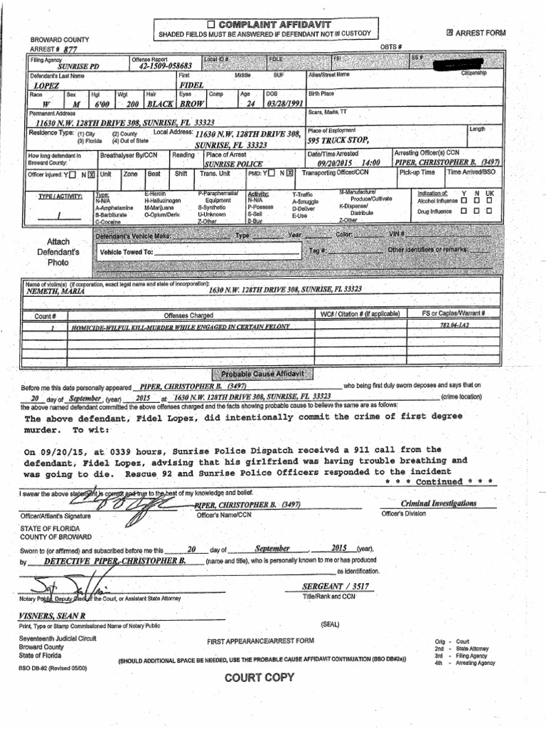 Fidel Lopez Arrest Report PDF | PDF