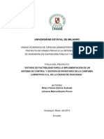 Estudio de Factibilidad para La Implementación de Un Sistema de Control y Gestión de Inventario en La Compañía Lubristock S.a., de La Ciudad de Guayaquil PDF