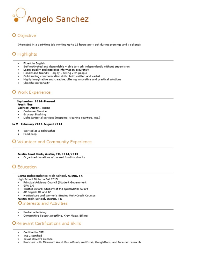 Part-Time Job Seeker Profile | PDF