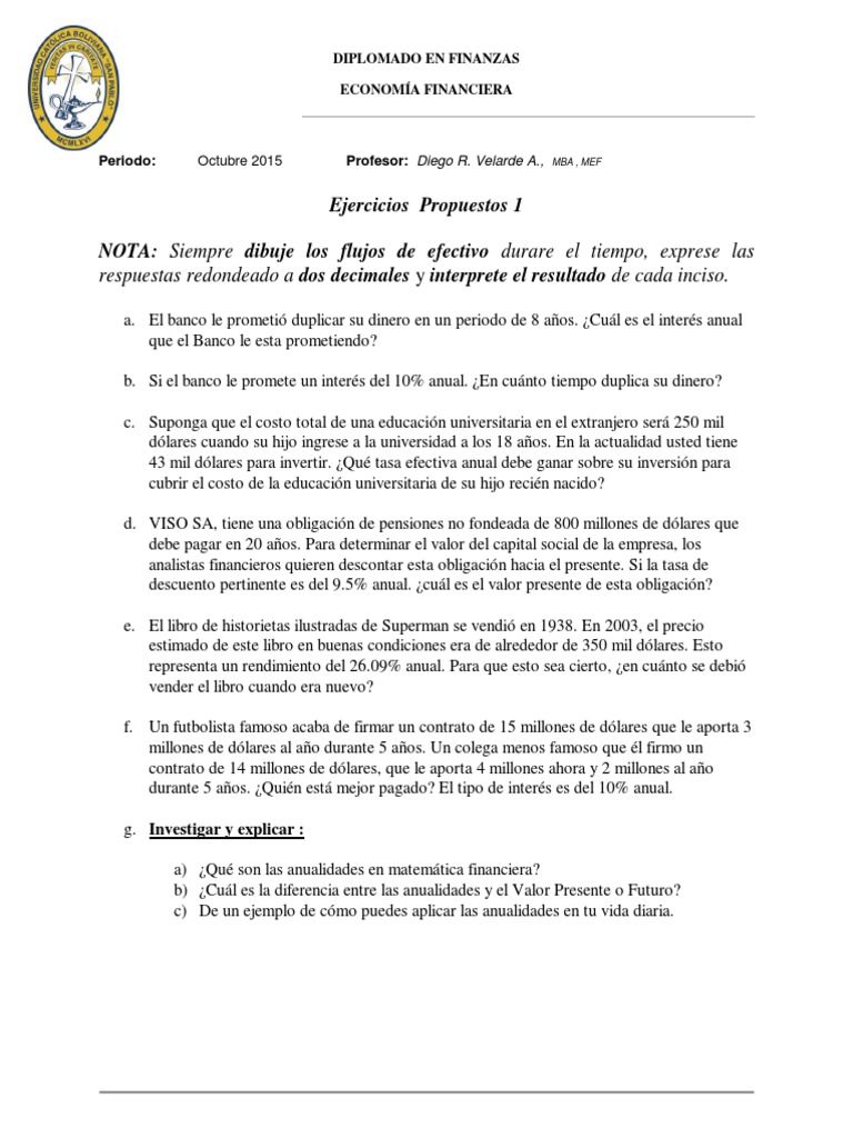 Ejercicios Propuestos Tasa Interes | PDF | Crecimiento personal y ...