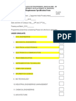 Requirements Specification Form: R.V. College of Engineering, Bangalore - 59 Department of Placement & Training