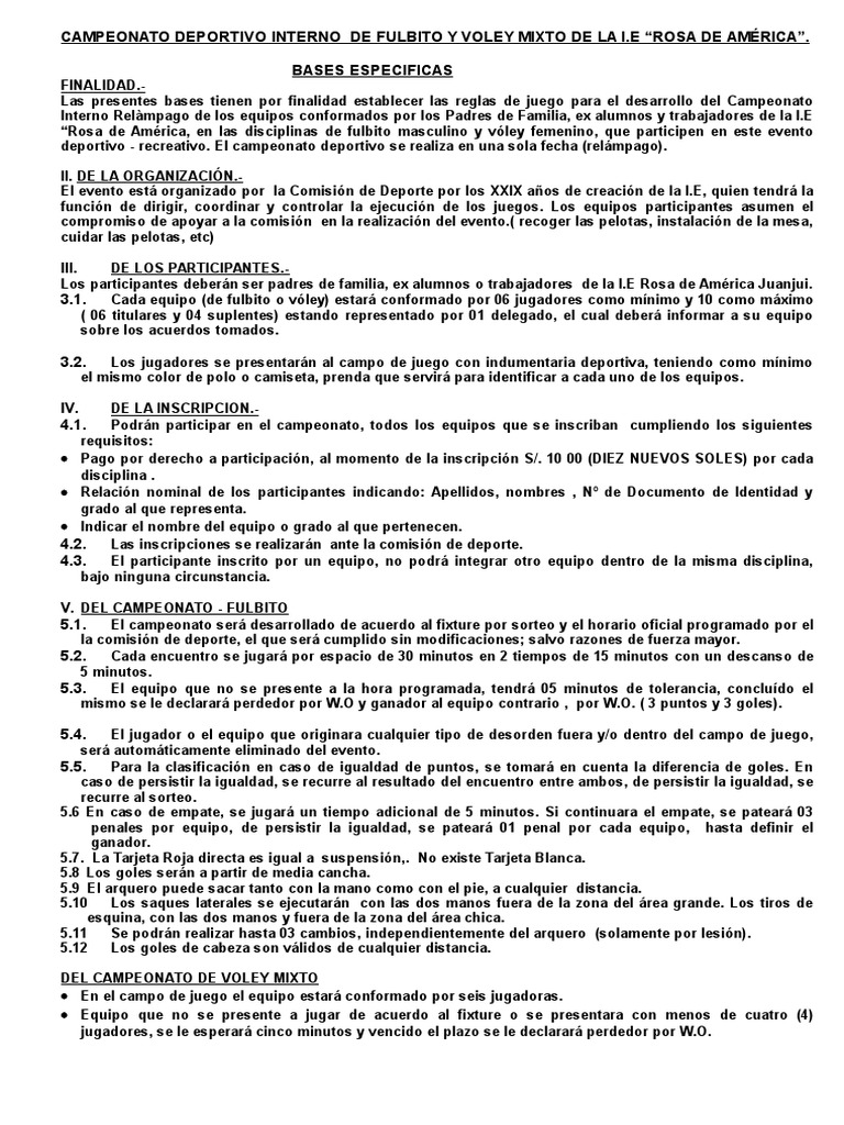 Bases Para Fulbito Y Voley De Ginkana Voleibol Arbitro