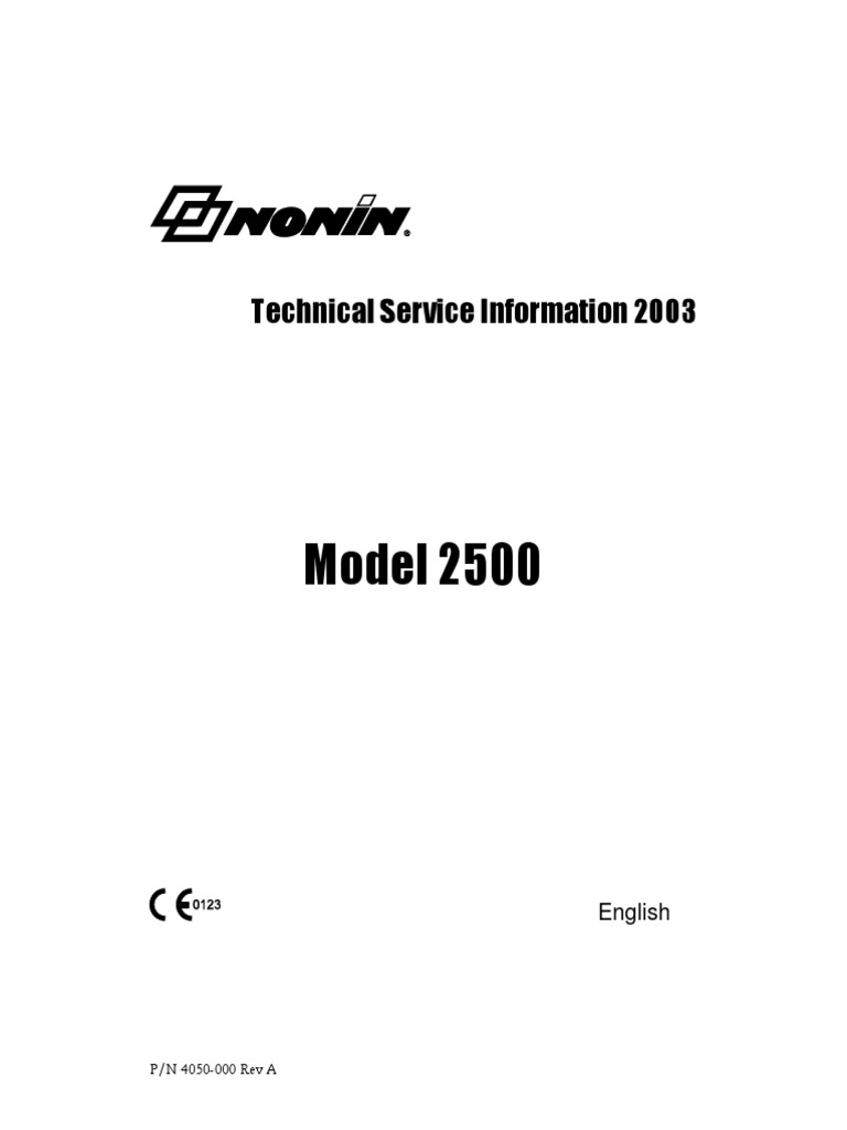 Nonin 2500 Pulse Oximeter Service Manual PDF