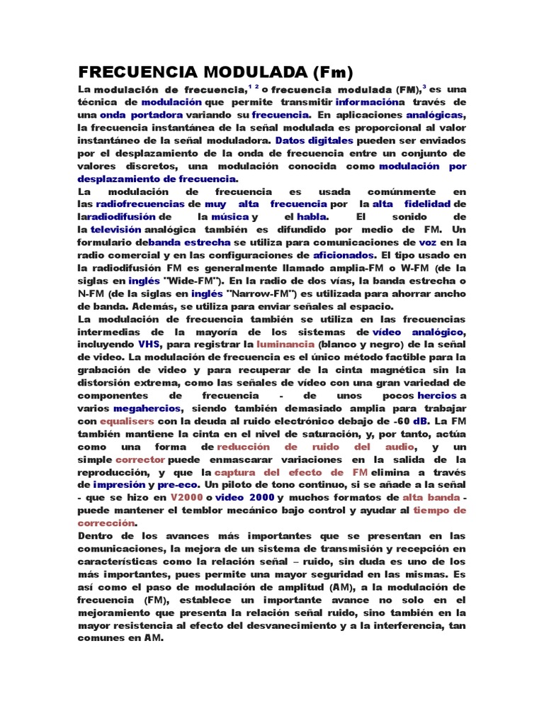 Modulación de Frecuencia en Radio FM | PDF | Modulación de frecuencia ...