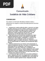 Comunicado Del Sodalicio Respecto a Luis Fernando Figari