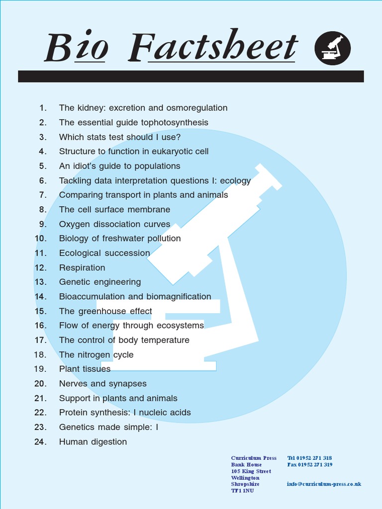 Biology Factsheet Index 1309 PDF Plants Biology
