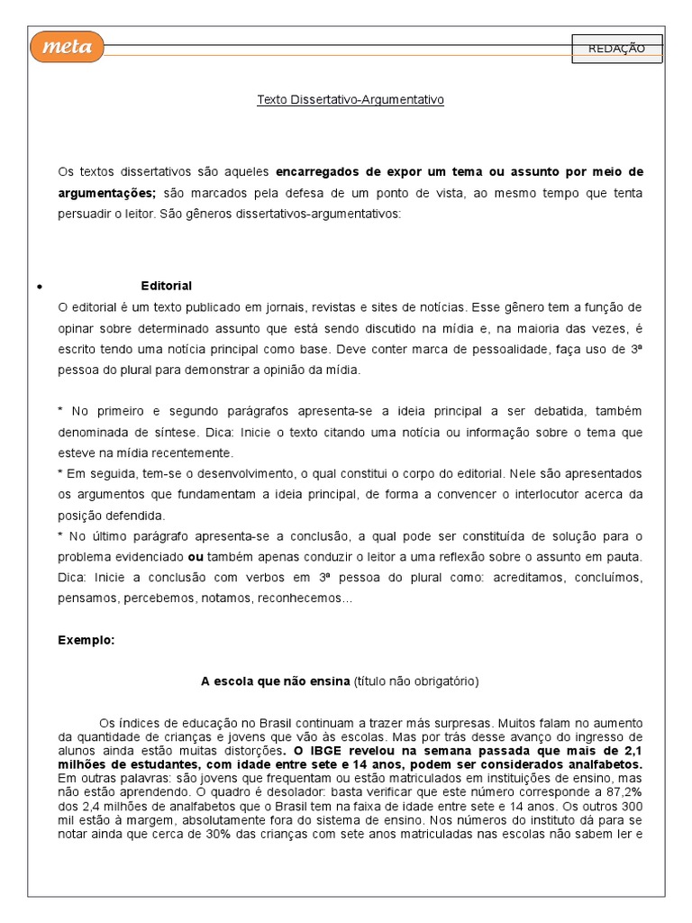 Carta, Editorial e Artigo de Opinião  Editorial  Alfabetização