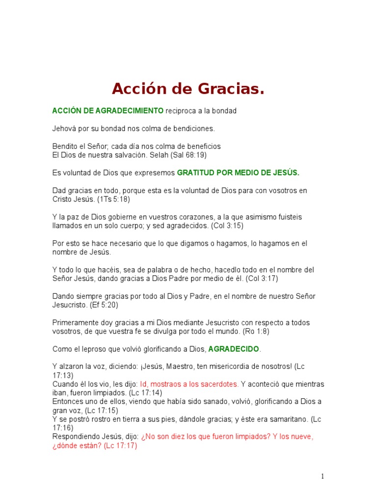 Acción de Gracias y Gratitud a Dios | PDF | Oración | Cristo (título)