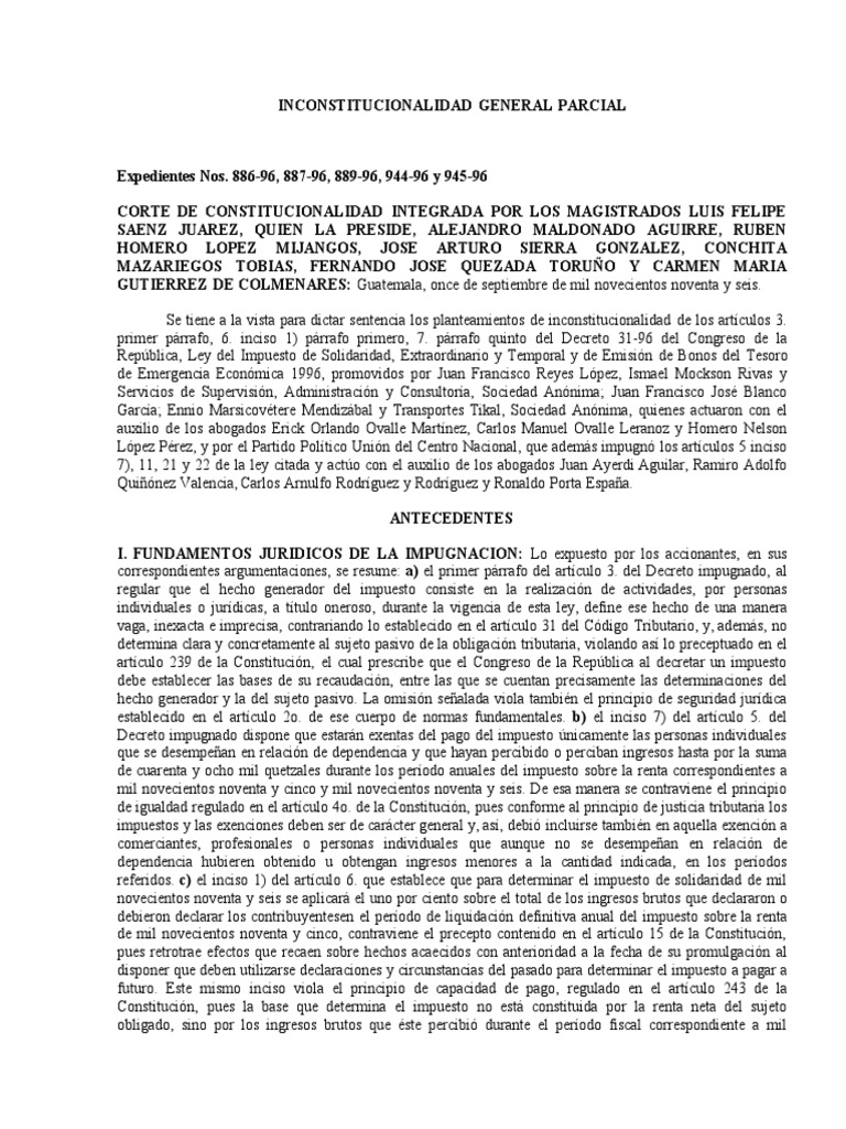 Sentencia de La Corte de Constitucionalidad - Capacidad de Pago