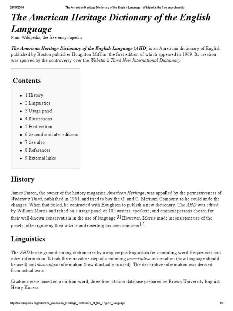The American Heritage Dictionary of the English Language Wikipedia