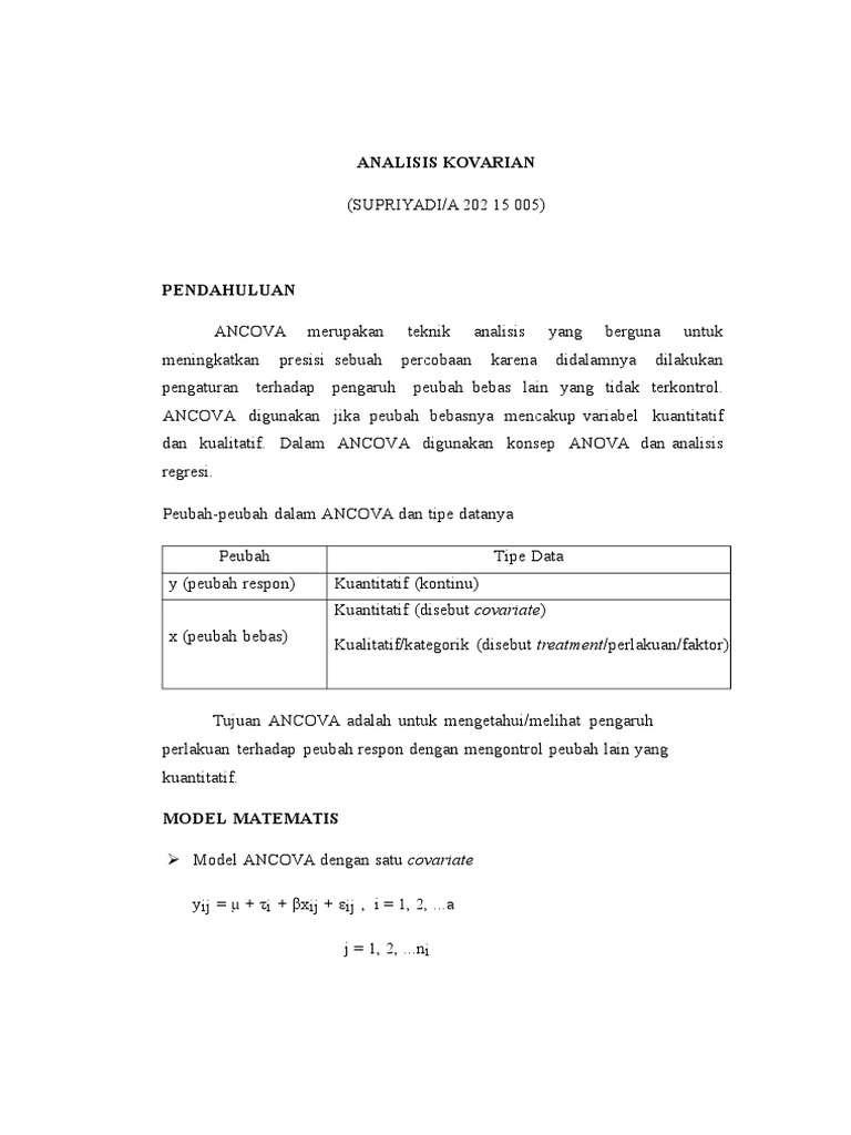 Analisis Kovarian Pdf