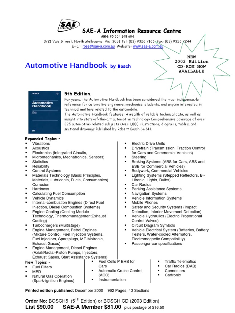 Automotive Handbook Internal Combustion Engine Fuel Injection