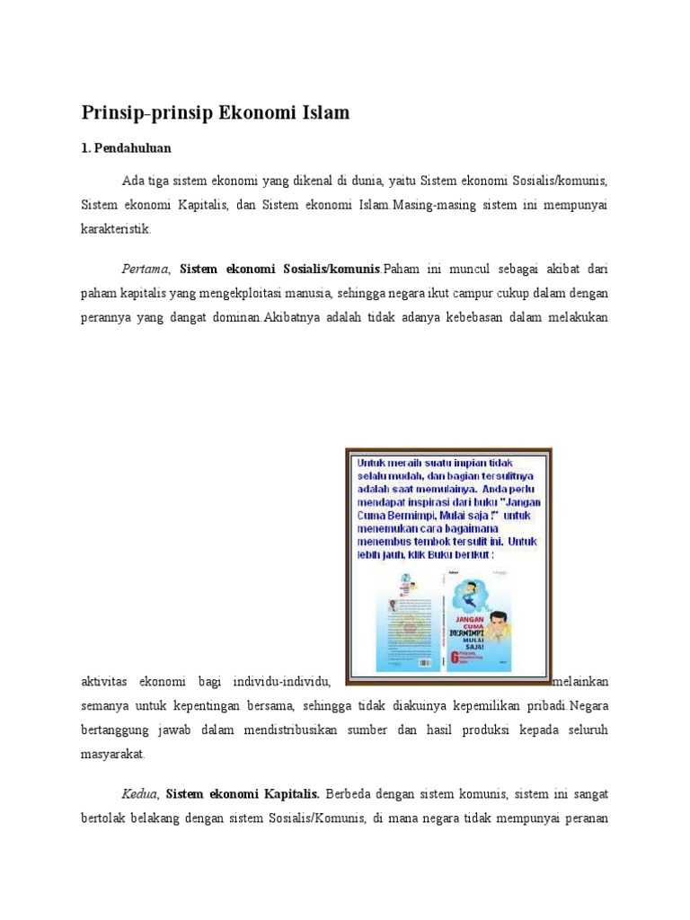 Prinsip Ekonomi Islam Prinsip Ekonomi Islam