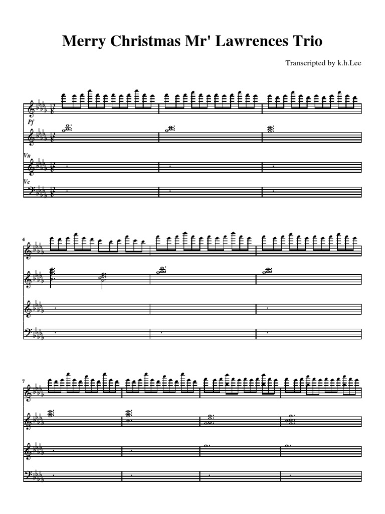 Merry Christmas Mr Lawrence Piano Violin Cello Trio Version Pdf