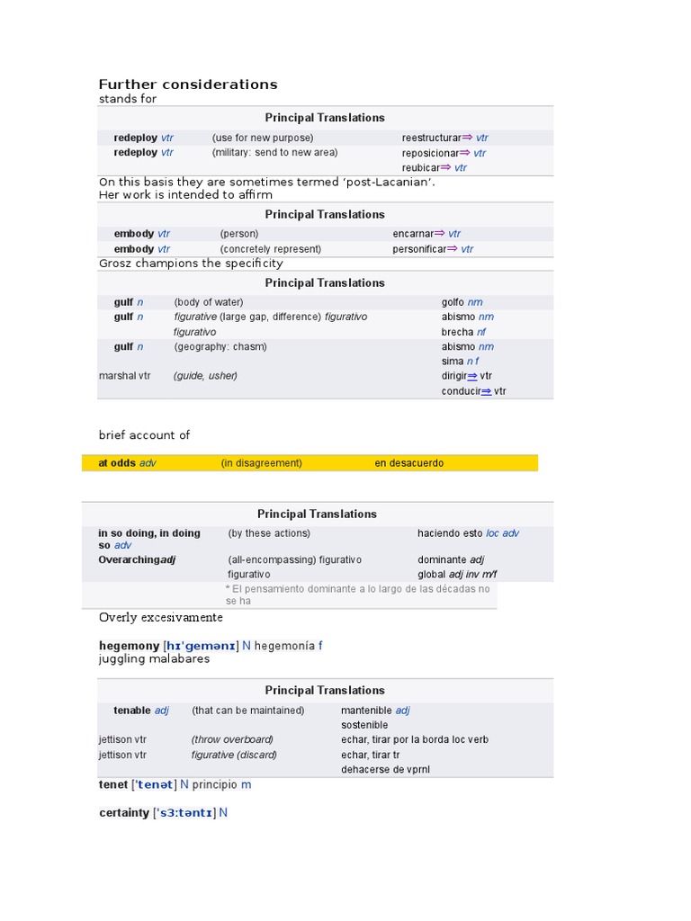 Further Synonyms and Translations | PDF | History