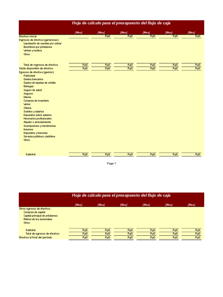 Presupuesto de Flujo de Caja Mensual | PDF | Flujo de efectivo ...
