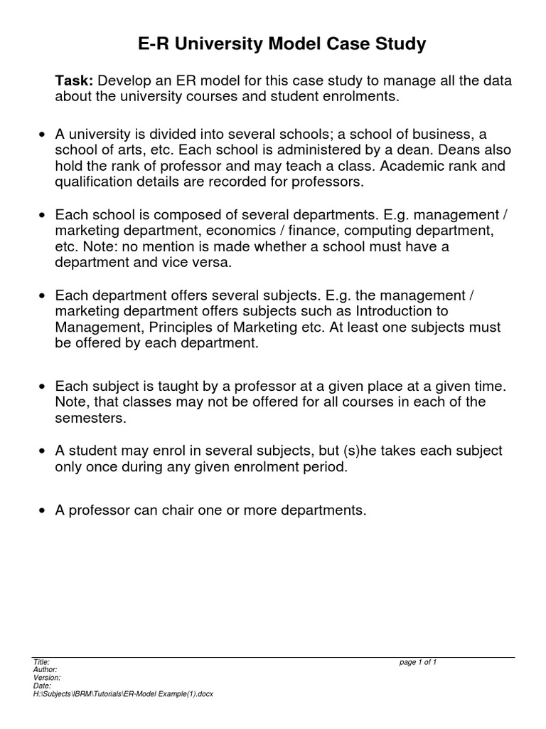University E-R Model Case Study | PDF