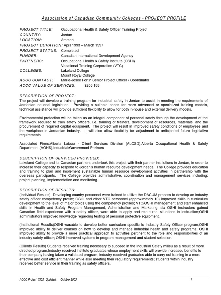 Occupational Health Training in Jordan | PDF | Occupational Safety And ...
