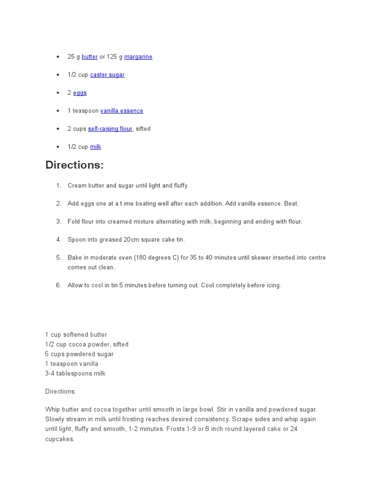 Easy Chocolate Margarine Cake Recipe | PDF