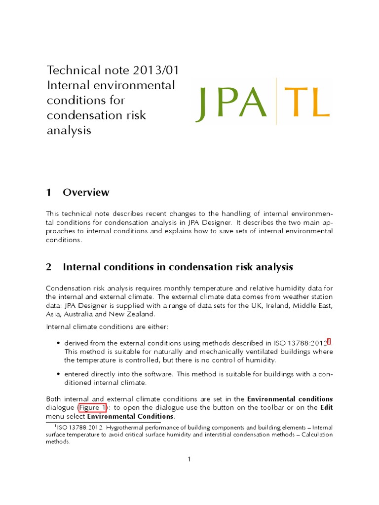 Jpa Condensation Risk Analysis TechnicalNote2013 01 | PDF | Climate ...