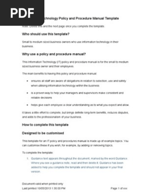 IT Policies and Procedures Manual Template