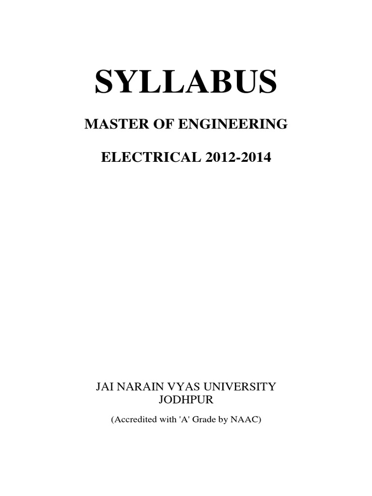 MBM Electrical Engineering Syllabus | PDF | Magnetohydrodynamics ...
