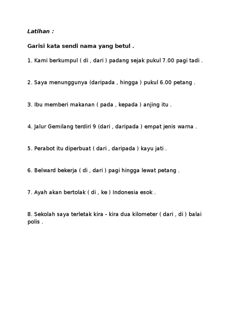 Kata Sendi Nama Tahun 1 Pdf