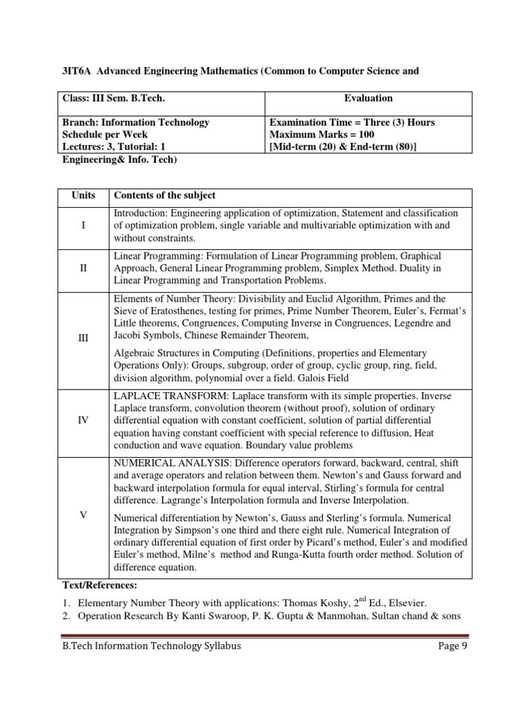 Advanced Engineering Mathematics Course | PDF