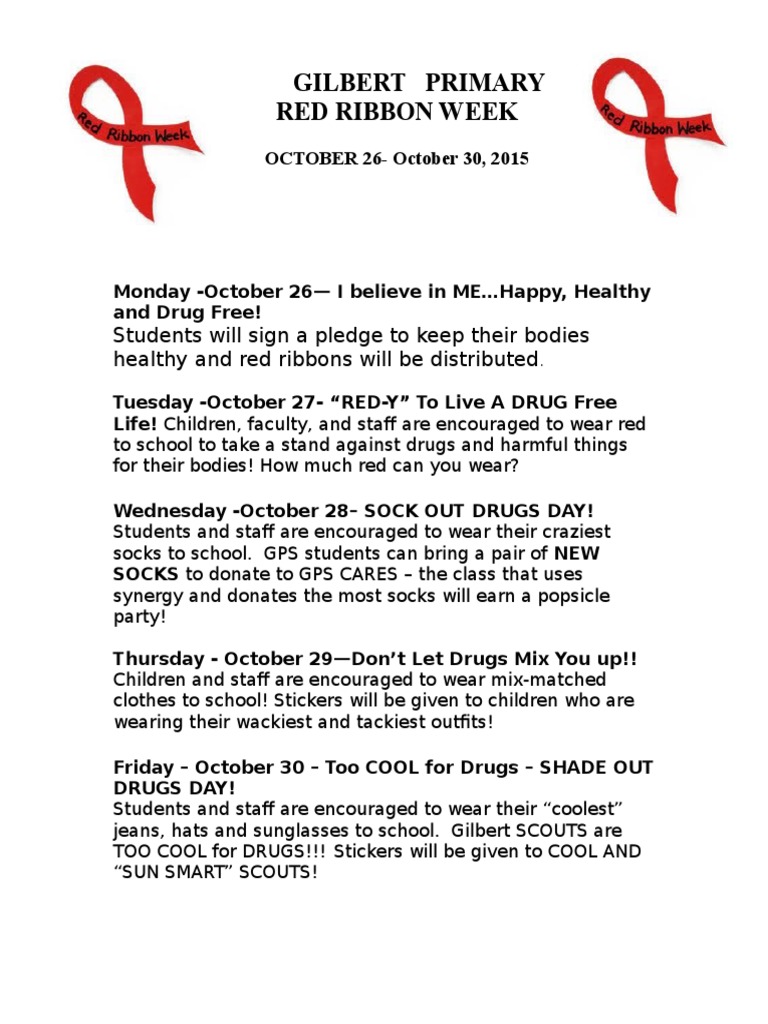 Gilbert Primary Red Ribbon Week 2015 | PDF