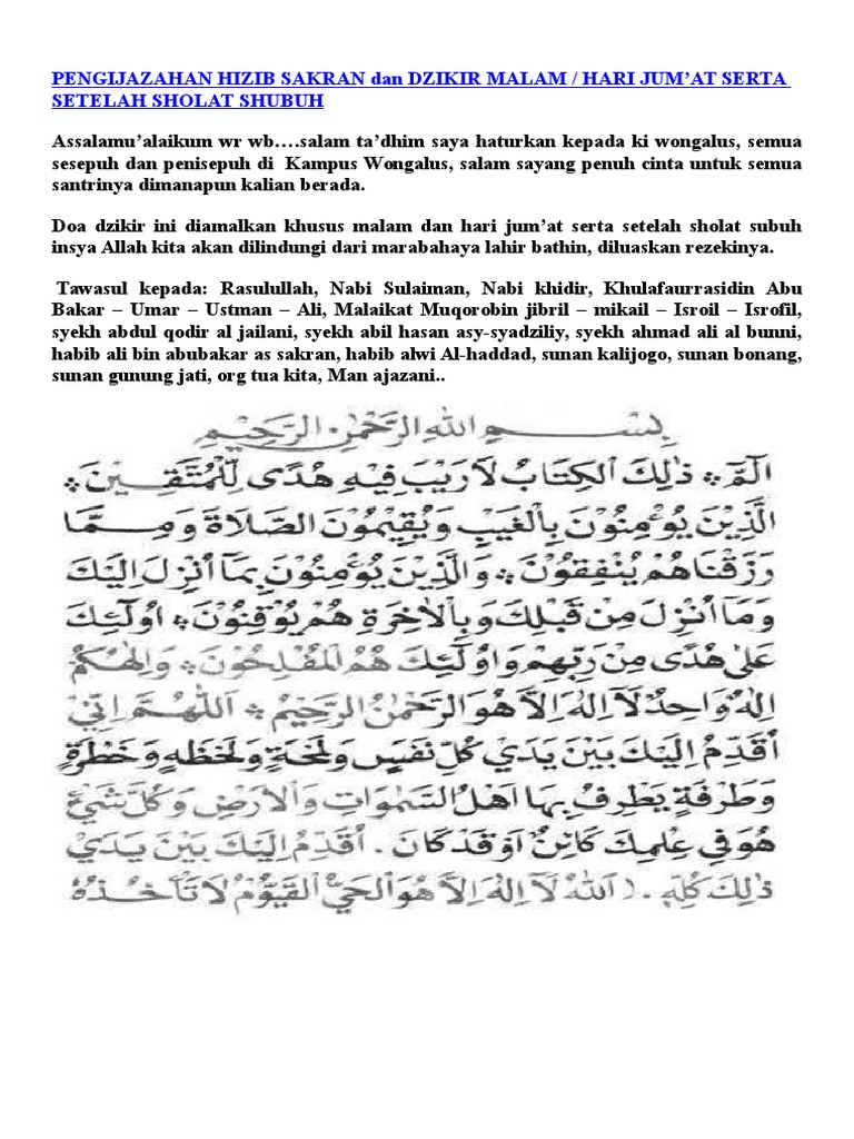Pengijazahan Hizib Sakran Dan Dzikir Malam