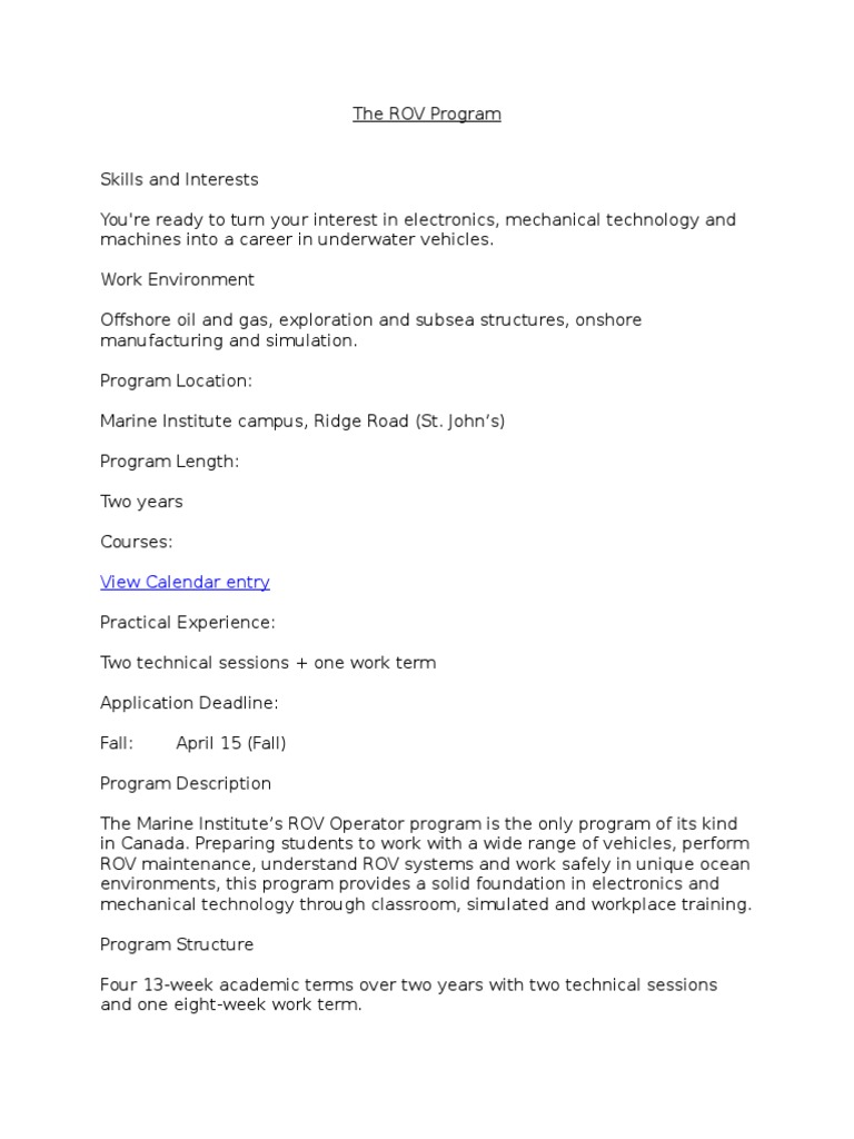 The Rov Program | PDF