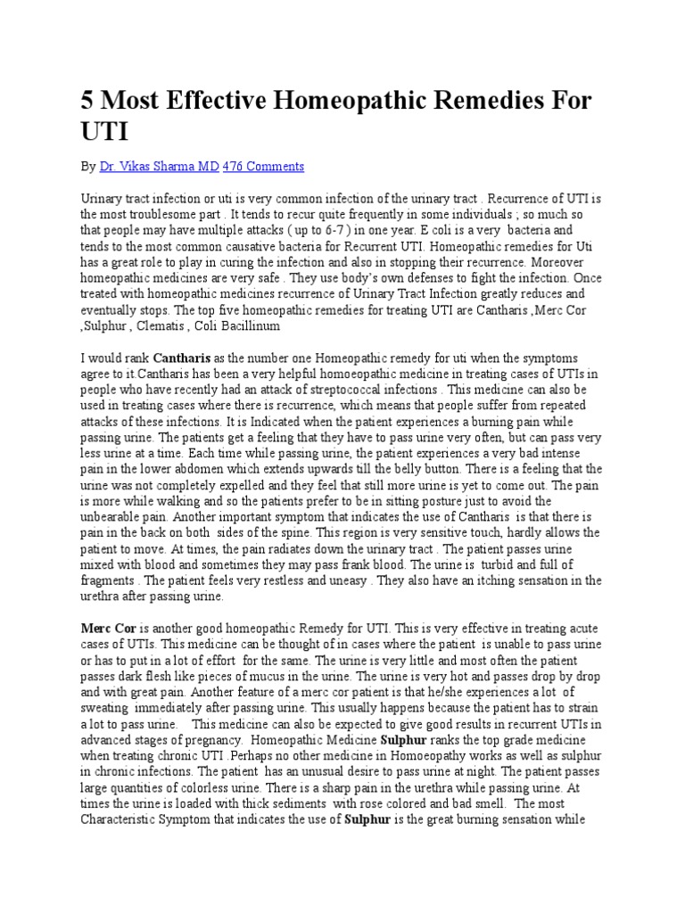 5 Most Effective Homeopathic Remedies For UTI PDF Urinary Tract Infection Urination
