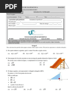 Teste 8o Ano - Teorema de Pitagora, Funcoes e Monomios