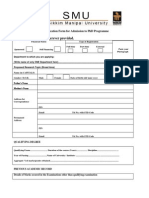 Appplication Form For PHD Entrance