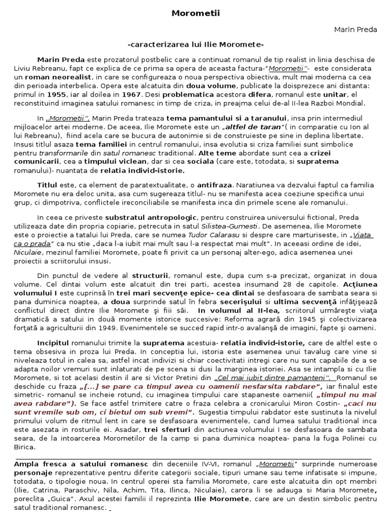 Morometii Caracterizare