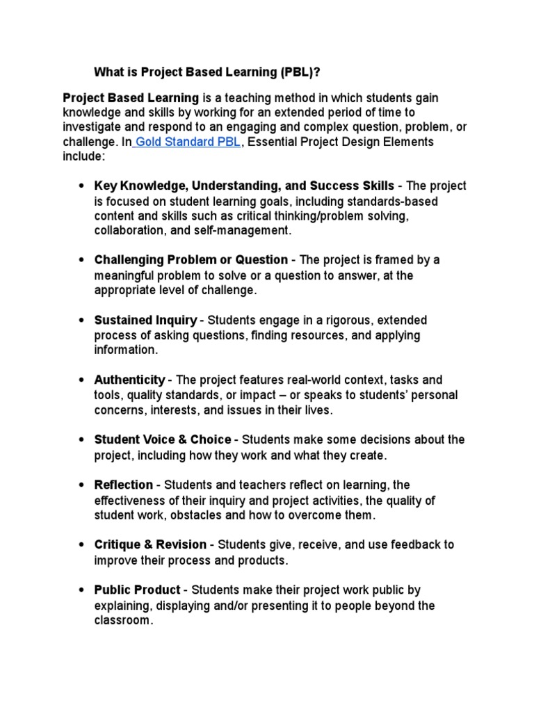 Gold Standard PBL | PDF