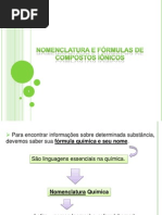 Nomenclatura de Compostos Inorgânicos 
