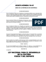 Ley Nacional de Cultura Fisica y Del Deporte (Decreto 76-97)