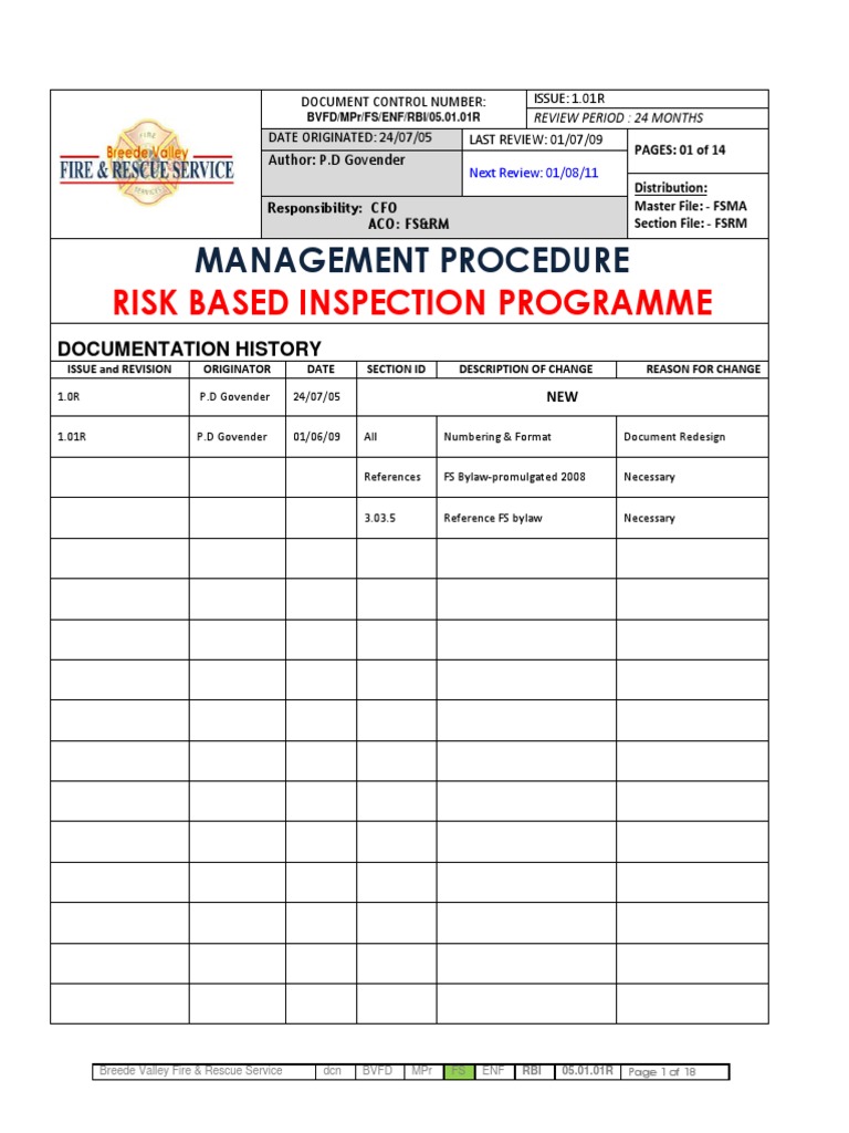 HSE Risk Based Inspection Programme Risk Safety