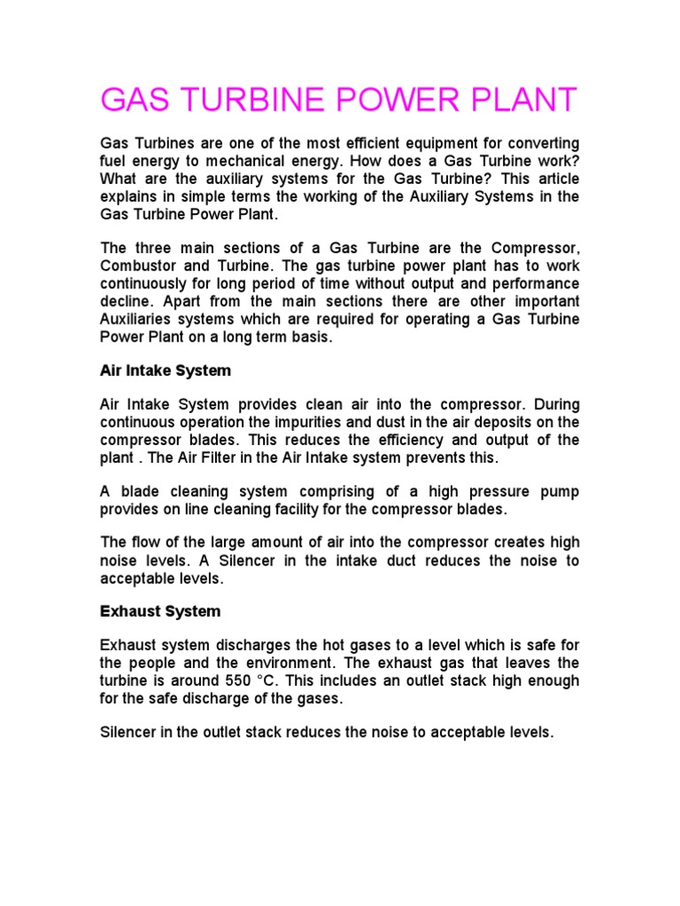 Gas Turbine Power Plant Overview | PDF | Boiler | Steam