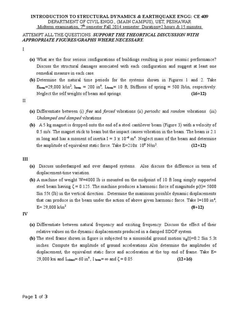 Appropriate Figures/Graphs Where Necessary. Undamped and Damped