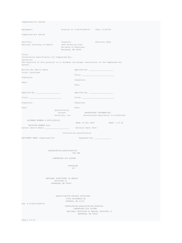 Installation Qualification for Air System | PDF | Verification And ...