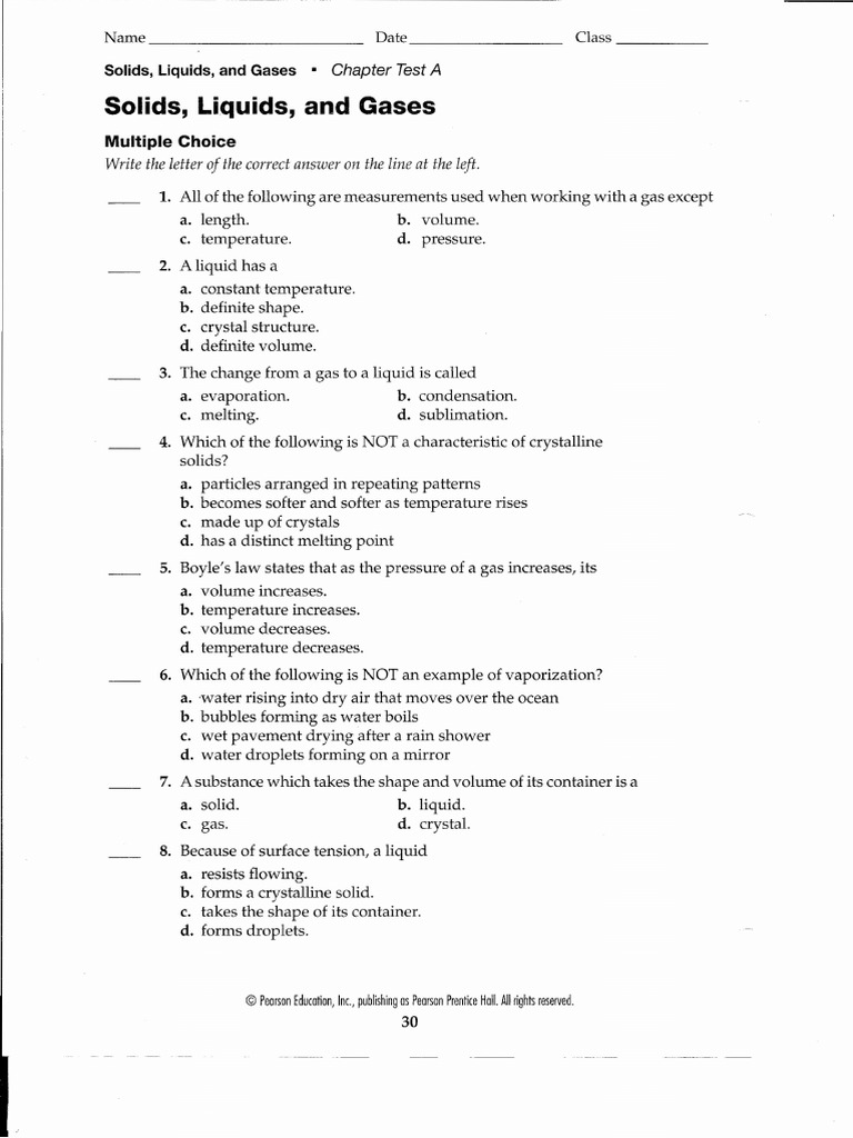 Chapter 3 Practice Test PDF | PDF | Gases | Liquids