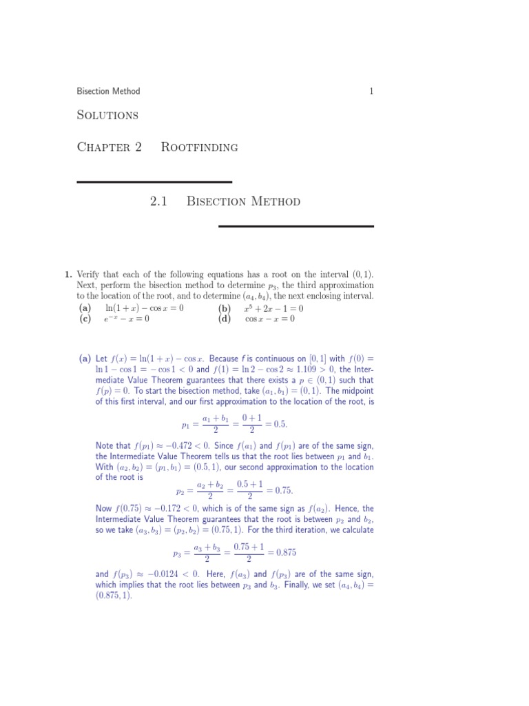 Bisection Method for Root Finding | PDF | Approximation | Pi